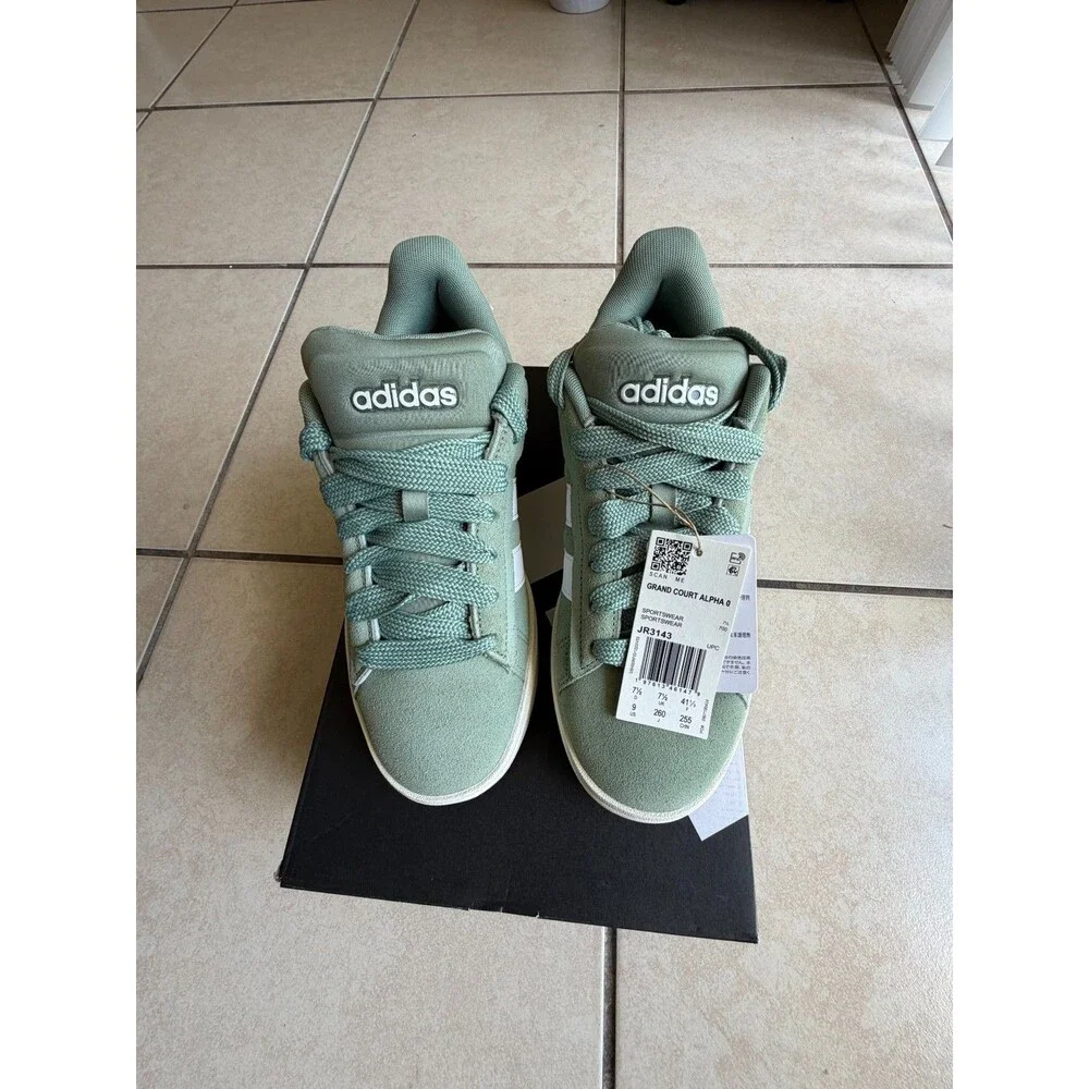 adidas Grand Court Alpha 00s Size 9 Silver Green Suede Skate Sneakers JR3143